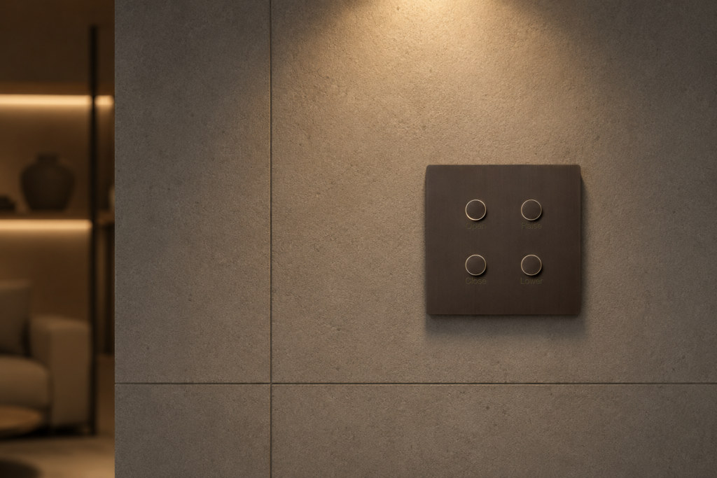 Lutron Alisse Keypad on wall Audio Sync